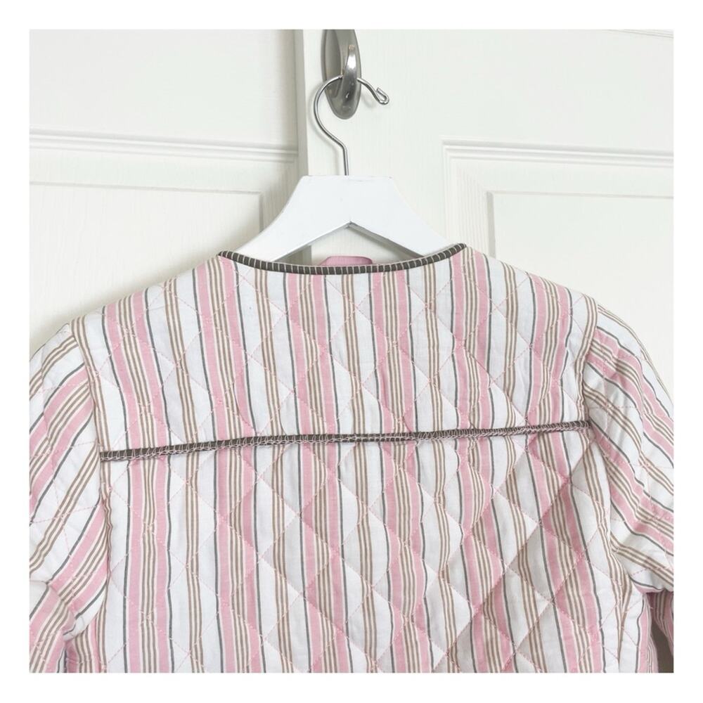 Boden Striped Embroidered Quilted Jacket Beaded Pink Crop Length Sz XS - Picture 9 of 13
